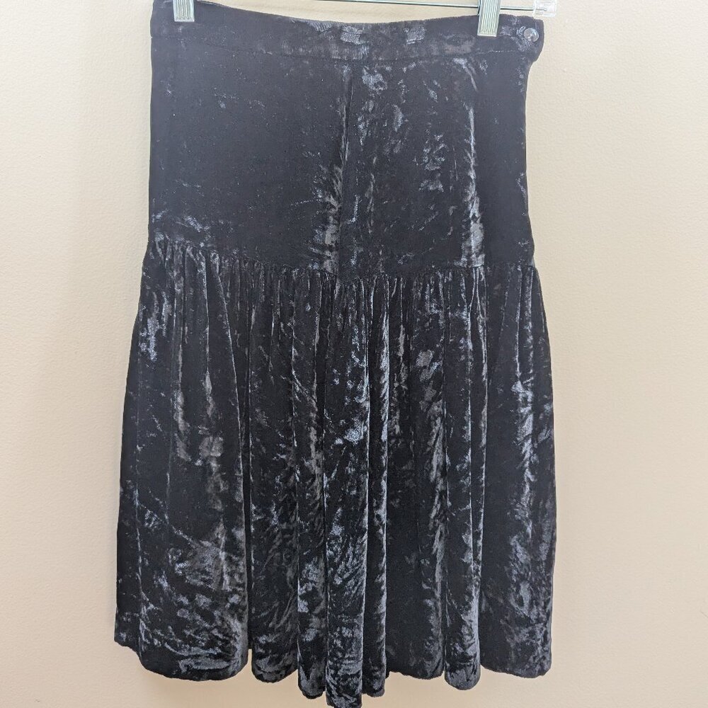 VINTAGE Panther black crushed velvet skirt 10 EUC 1980s autumn fall winter